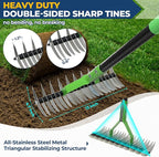 Garden Rake 51" – Dual-Sided Shrub Rake with 13" Sharp Metal Tines, Lightweight Multi-Purpose Yard Tool, Reversible Head for Lawn, Soil, Shrub, Mulch & Leaf Cleanup