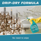 Crystal Chandelier Cleaner Spray Kit & Plastic Drop Cloth for Protection (32 oz) Drips Dry - No Spotting No Residue No Streaking Crystal Glass Spray Antique Chandeliers, All-Purpose Spray Cleaning Kit