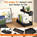 3 Pack Multi-Purpose Under Sink Organizers and Storage, 2025 L-Shaped Pull Out Cabinet Organizer for Bathroom & Kitchen, Under Cabinet Organizer with Hooks Hanging Cup, Black, Elevated