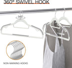40 Pack Heavy Duty Plastic Hangers, Non Slip Clothes Hangers with Rubber Pads and 360° Hook - Thin Space Saving Hanger, Closet Organizer for Shirt, Pants, Suit, Skirt,Coat - Gray