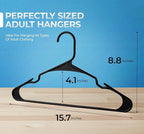 Beddora Plastic Hangers 50 Pack, Black Clothes Hangers for Closet Organization and Storage Space-Saving Design, Kids & Adult Coat Hanger for Suits, Shirt & Percheros Ganchos para Colgar Ropa Hangars