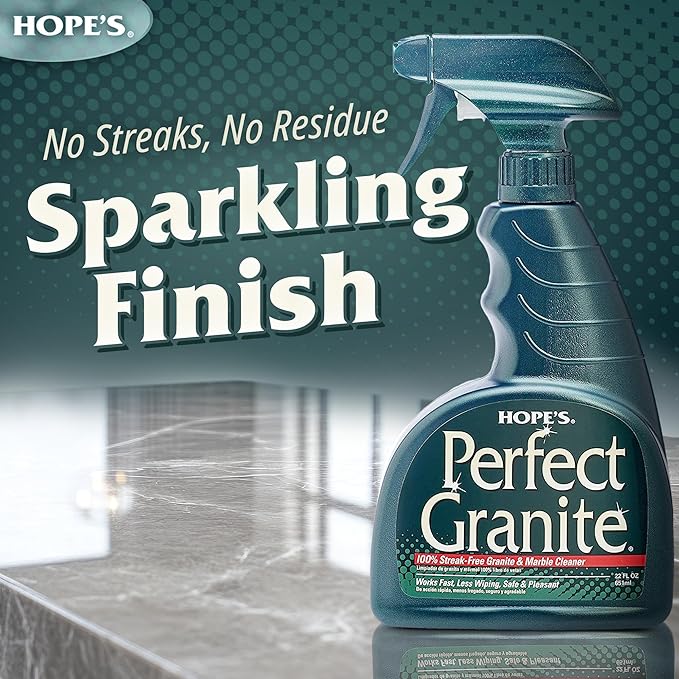 HOPE'S Perfect Granite & Marble Countertop Cleaner Refill, Stain Remover and Polish, Streak-Free, Ammonia-Free, 67.6 Ounce, Pack of 1