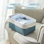 Organization and Storage Basket for Organizing - 12X8X5.2 inch 6 Pack Fabric Cube Storage Bin Collapsible Baskets for Shelves, Storage Box for Cloth Decorative room (White & Green)