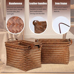 BROWNLILY Handwoven Clothes Basket Laundry Hampers Large Wicker Storage Baskets for Shelves Blankets Closet Storage Bins Car Bedroom Bathroom Organizers and Storage Bath (6, Brown)