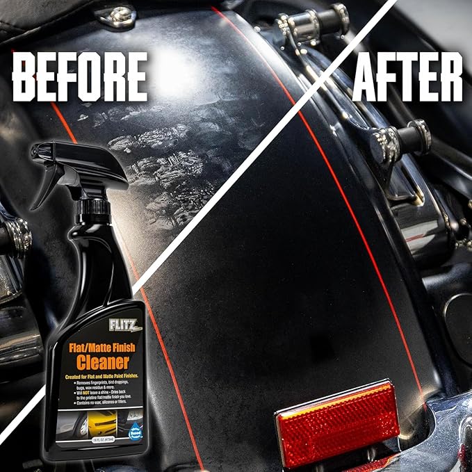 Flitz Flat Matte Finish Cleaner - 8oz Bottle of USA-Made Vinyl Wrap Spray to Easily Remove Grease, Wax, Dust, & More - Quick Drying Matte Paint Cleaner - Ideal for Cars, Motorcycles (1 Pack)