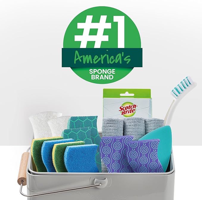 Scotch-Brite Greener Clean Non-Scratch Scrub Sponge, Sponge for Washing Dishes, Cleaning Kitchen, Superior Performance and Made with Sustainable Materials, Dishwasher Safe, 3 Scrub Sponges