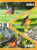 Electric Weed Wacker, 3 in 1 Weed Eater Battery Powered, Grass Trimmer Cordless with 2x21V Batteries & Charger, Lightweight Lawn Trimmer/Edger/Brush Cutter for Yard Garden