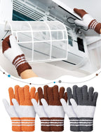 Patelai 3 Pairs Microfiber Plant Dusting Gloves Leaf Cleaning Gloves for Indoor Plants, Blinds, Furniture, House (Gray,Orange,Brown,Large)