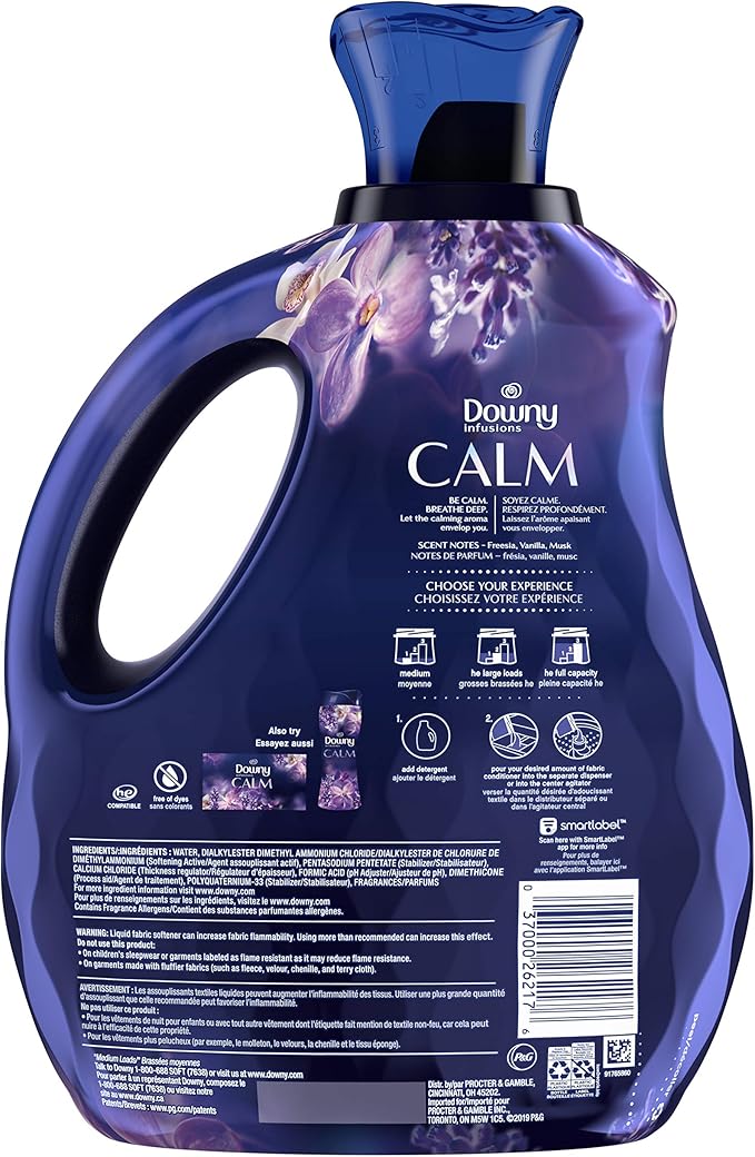Downy Infusions Liquid Fabric Softener, Calm, Lavender & Vanilla Bean, 81 fl oz