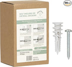 Premium Nylon 66 Self-Drilling Drywall Anchors & Screws kit | Hang Cabinets, Tv Wall Mount, Pictures, Towel Racks | 100#8X 1-1/4 Philips Screws and 100 Nylon Anchors | Holds 90lbs