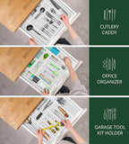 ROYAL CRAFT WOOD Luxury Bamboo Kitchen Drawer Organizer - Silverware Organizer - Utensil Holder and Cutlery Tray with Grooved Drawer Dividers for Flatware and Kitchen Utensils (9 Slot, White)