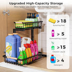 Under Sink Organizer,2 Pack 2 Tier Under Sink Organizers and Storage,Slide Out Pull Out Cabinet Organizer Shelf,Metal Sliding Drawer for Kitchen Bathroom Pantry Cabinet Closet Organization Rack Black