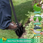 Half Moon Manual Lawn Edger - 36 Inch Long Handle- Heavy Duty Manual Edging Tool for Driveway, Sidewalk, Flower Bed, Landscaping Black