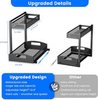Under Sink Organizer,2 Pack Height Adjustable Under Sink Organizers and Storage, 2 Tier Under Sink Storage for Kitchen Bathroom Cabinet