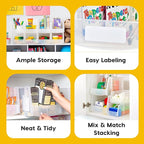 IRIS USA Clear Plastic Stackable Storage Bins, Large- 4 Pack, Open Front Fridge Pantry Kitchen Closet Cabinet Bathroom Organizer Basket for Organizing Snack, Cans, Office Supplies, and Coffee Pods