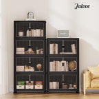 Jalove 88QT Plastic Storage Bins with lids, Stackable Collapsible Storage Containers with Wheels, Closet Organizer and Storage Drawers, Clothes Storage Cabinet for Home Office Garage, 3 Pack Black