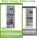 Unjumbly Over the Door Shoe Organizer with 40 Large Breathable Mesh Pockets, Space Saving Shoe Holder, Hanging Shoe Rack for Entryway Bedroom Closet Storage (Grey, 40 Pockets)