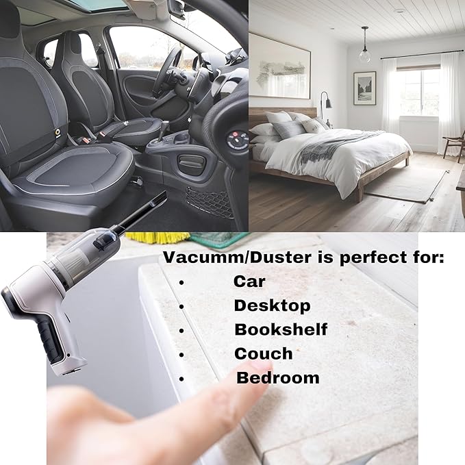 GajetNest Handheld Mini Portable Compact Car Vacuum Cleaner & Blower 2-in-1 with HEPA Filter, Lightweight Design, 25-Minute Running Time, Cordless Rechargeable Crevice Tool - 9000 PA Suction