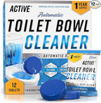 ACTIVE Automatic Toilet Bowl Cleaner Tablets Blue Gel Toilet Tank Cleaners, Septic-Safe Hard Water Ring Stain Remover, Smell Eliminator Heavy Duty Toilet Cleaning & Deodorizer, Fresh Scent - 12 Tabs