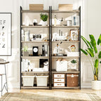 NUMENN Bookshelf, 6 Tier Bookshelves, Home Office Bookcase Shelf Storage Organizer, Free Standing Storage Shelving Unit for Bedroom, Living Room and Home Office, Grey