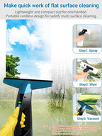 Rechargeable Window Vac, Electric Window Vacuum Squeegee, with 11 in. Squeegee Blade & 200ml Water Tank, Cordless Window Vacuum Cleaner Set for Cleaning Windows, Shower Doors, Mirrors, Tiles