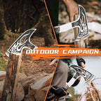 TIVOLI 12.2" Camping Axe, Flame - Patterned Survival Hatchet with Nylon Sheath, High Carbon Steel Blade & Comfortable Ergonomic Wood Grip, Outdoor Bushcraft Axe for Camping, Hiking, Chopping, Hunting