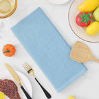 Homaxy 100% Cotton Waffle Weave Kitchen Dish Towels, Ultra Soft Absorbent Quick Drying Cleaning Towel, 13 x 28 Inches, 12-Pack, Sky Blue
