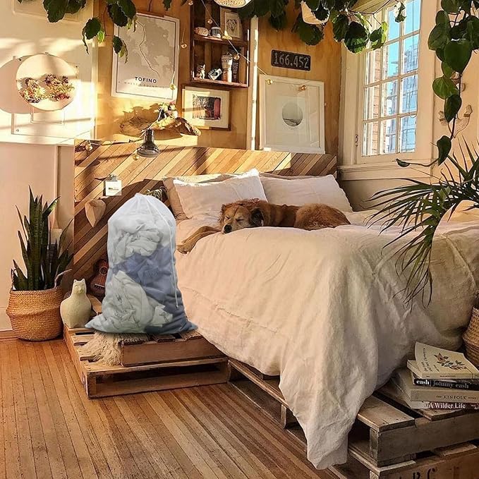 2 Pack Large Mesh Laundry Bag, 24×36 inch Heavy Duty Mesh Laundry Bags Drawstring Lockable, White Laundry Hamper Liner, for Factories, College, Travel, Dorms, Family and Apartment Dwellers