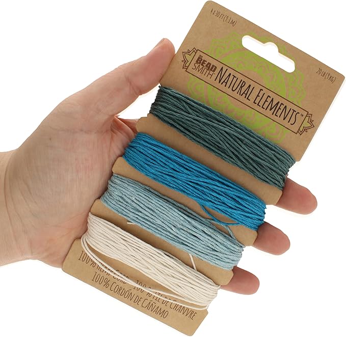 The Beadsmith 100% Hemp Cord – Aqua Colors – 1mm, 30 Foot Spool, 20LB Test Strength – Twine for Jewelry Making, Macrame, Paper Crafts, Gardening, Scrapbooking, Home Décor, DIY String Art & More