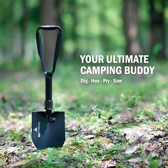24" Larger Folding Shovel, High Carbon Steel Collapsible Shovel for Camping, Hiking, Digging, Backpacking, Sawing, Car Emergency, Portable Lightweight Survival Snow Shovel, Entrenching Tool