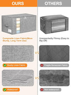 Blanket Storage, Comforter Storage Bag With Rigid Side & Bottom Support, Stackable Clothes Storage Bin For King Size Comforters Sweater Bedding Quilt Pillow Closet Organizers, 21.7x14.2x11.8in, 2Pcs