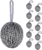 NiHome 10-Pack Steel Wool Scrubbers for Kitchen Cleaning, Stainless Steel Scourers with Hanging String, Reusable Rust-Resistant Scrubbers for Pots, Pans, Grill Racks, Sinks, Cast Iron