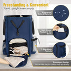 110L Backpack Laundry Bag, Laundry Backpack Heavy Duty with Shoulder Straps, Collapsible and Mesh Pocket Back to School Supplies Hamper Bag for College, Travel, Laundromat, Apartment Blue