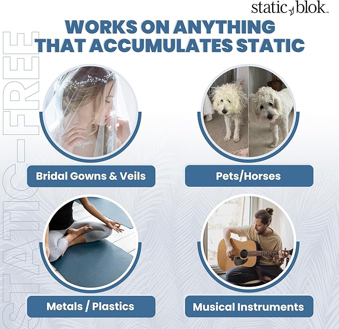 Anti-Static Spray for Clothes - Instantly Eliminate Static Cling, Flyaways, and Shocks from Clothes, Fabrics, Linens, Blankets & Rugs- All-Natural Formula - Lasts All Day- 2oz Travel Size