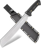 NedFoss 16" Survival Machete with Sheath, D2 Steel 0.22" Thick Full Tang Blade Machete Knife with Flat Grinding, Machete for Cutting Trees, for Yard Work, Clearing Brush with TPE Handle
