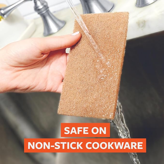 Full Circle Neat Nut – Walnut Scour Pads, Pack of 3 – Dual-Sided Non-Scratch Dish Scrubbers Made with Plant-Based & Recycled Materials, Durable Kitchen Cleaning Supplies