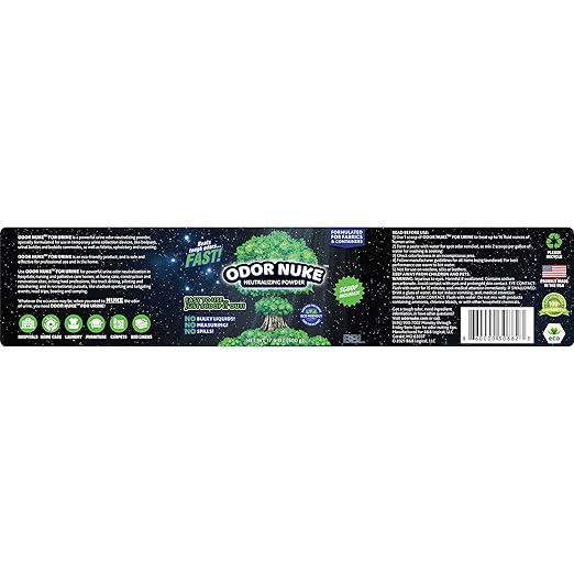 Odor Nuke Bedside Commode Deodorizer Human Urine Odor Neutralizer & Washing Aid For Urinal Containers & Fabrics - Scoop Included (17.6oz) (Powder)