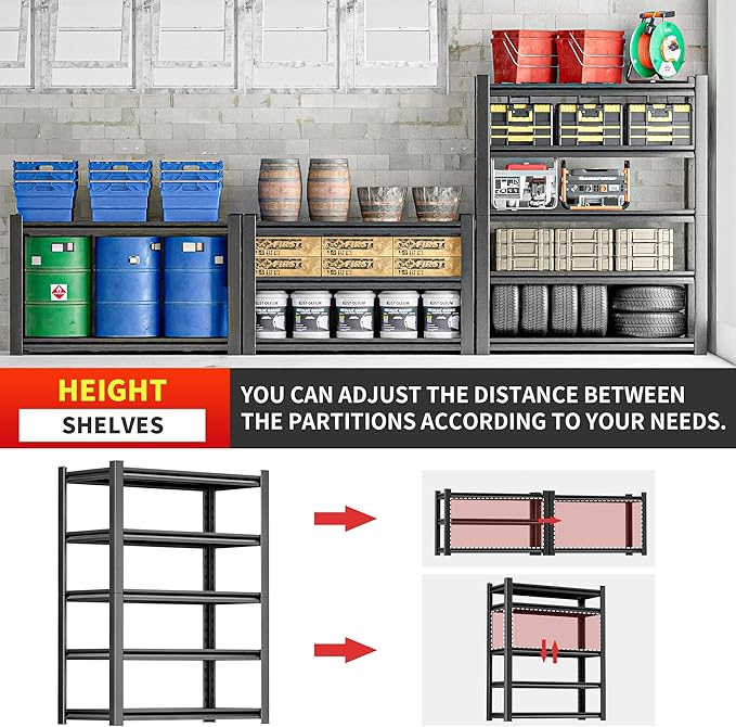 OLLRRACT Heavy Duty Garage Shelf – 5 Shelf Storage Shelving Rack Organizer for Home, Workshop, or Utility Spaces, Metal Shelving Unit for Maximizing Garage Storage 16" D x40 W x78 H