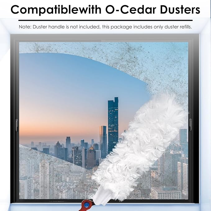 (15 Count) Disposable Duster Refills Compatible with O-Cedar Flex & Catch Dusters, Heavy Duty Dust Refills, Multi-Surface Duster Replacement Kit, Dust Removal Brush Heads, Soft microfibers