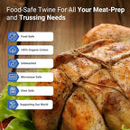 Organic Butcher’s Twine for Cooking & Trussing – 1.2mm Heavy-Duty Natural Cotton Kitchen Twine 500 Feet – Food-Safe, Oven-Safe String for Meat, Turkey, Baking, & Crafts