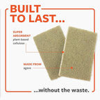 Full Circle Heavy Duty Scrubber Sponge – Robust Agave Leaf & Plastic-Free Cellulose – Dual-Sided Dish Sponge for Cast Iron, Grill Grates & Oven Racks, 2 Pack