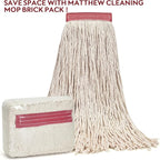 Matthew Cleaning 20oz 6Pack Cotton Floor Mop,Cotton Looped-Open String Heavy Duty String Refills, Universal Headband Blend Material,Mop Head Replacement for Home, Industrial and Commercial Use(White)