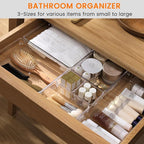 Criusia 8 Pack Drawer Organizer for Kitchen Gadgets, Large Clear Plastic Drawer Divider for Kitchen Accessories, Bathroom Organizers and Storage, Home Essentials for Makeup and Vanity Accessories