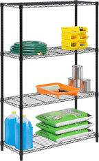 Honey-Can-Do 4-Tier Heavy-Duty Adjustable Shelves, Metal Storage Rack with 250-lb Shelf Capacity, Black, 14" W x 36" L x 54" H