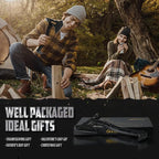 Tactical Axe with G10 Handle Camping Survival Hatchet, Multifunctional Outdoor Hiking Heavy Duty Full Tang Tomahawk Tools with Hammer, Unique Design Crowbar, Leather Sheath (Black)