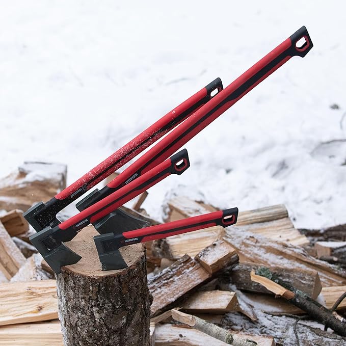 INTERTOOL Wood Splitting Axe for Firewood Logs 28” - Maul Ax Splits Medium to Large Rounds with Composite Shock Absorbing Non-Slip Handle - Carry Sheath - HT08-0298