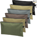 Tool Bag Zipper Pouch, Premium Tool Pouch, Utility Multipurpose Storage Organizer Tool Pouches with Carabiner Metal Zipper for Tools (6 Pack, Tan, Navy Green, Black, Light Brown, Grey, Mocha)