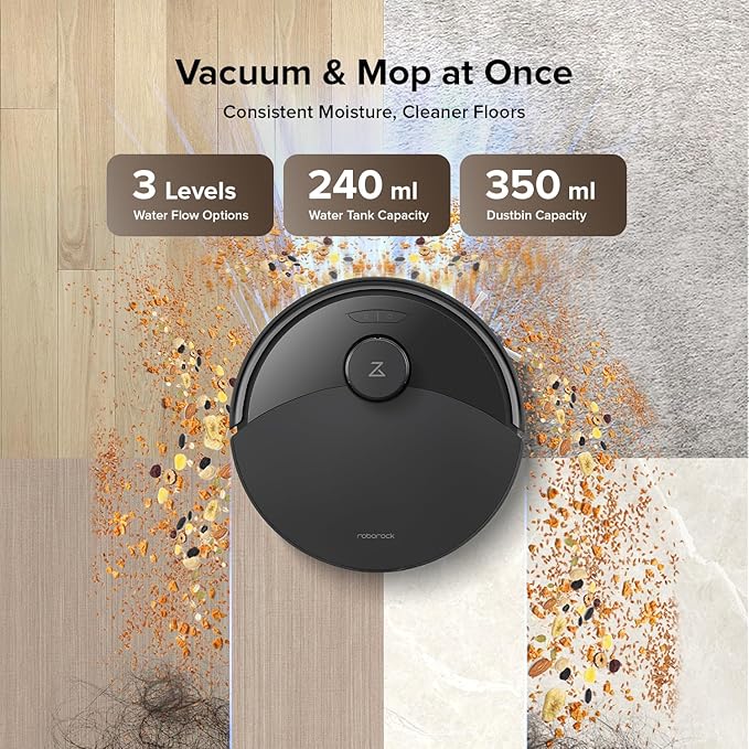 roborock Q10 X5+ Robot Vacuum and Mop, Self-Emptying, Hands-Free Cleaning for up to 7 Weeks, 10,000Pa Suction, Obstacle Avoidance, LiDAR Navigation, No-Go Zones, Black