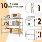 3- Shelf Metal Shelving Unit 35.6Wx14Dx36H,Adjustable Storage Shelves Heavy Duty Garage Steel Shelving for Office,Wire Rack Small Shelf for Kitchen Shelves Laundry Bathroom Pantry Closet,Chrome
