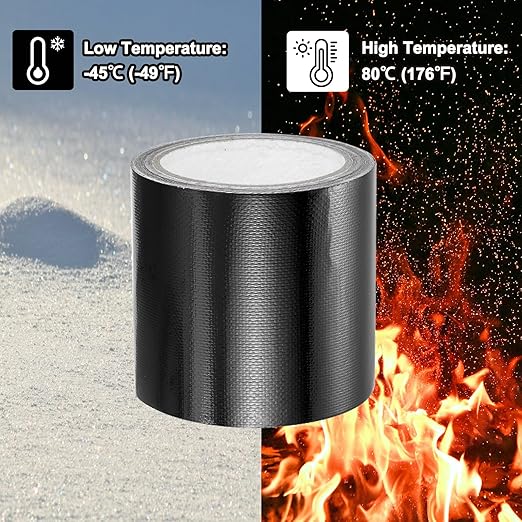 PATIKIL Awning Repair Tape 8m x 10cm Waterproof Canvas Tape High Adhesive Tear Repair Patch Kit for PVC Tarpaulin Tent Awning Fabric RV Sail Boat Cover, Black (4" x26.24ft)